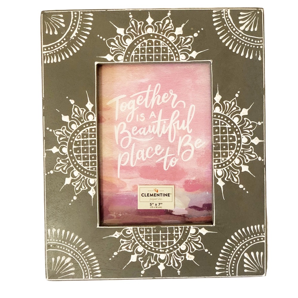 Indian Graphic Gray/White Pattern Picture Frame